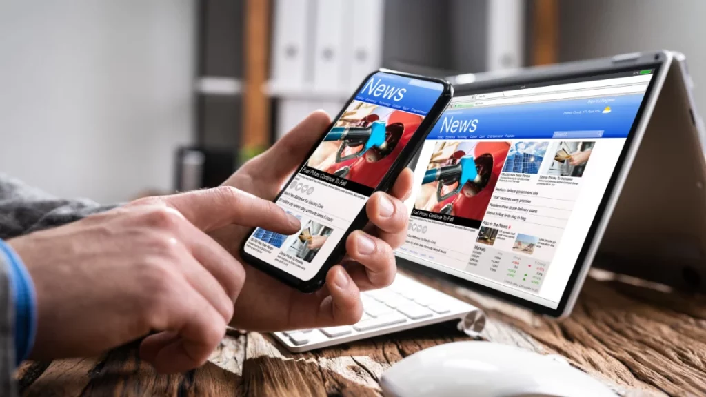 The same website on a mobile phone and desktop screen