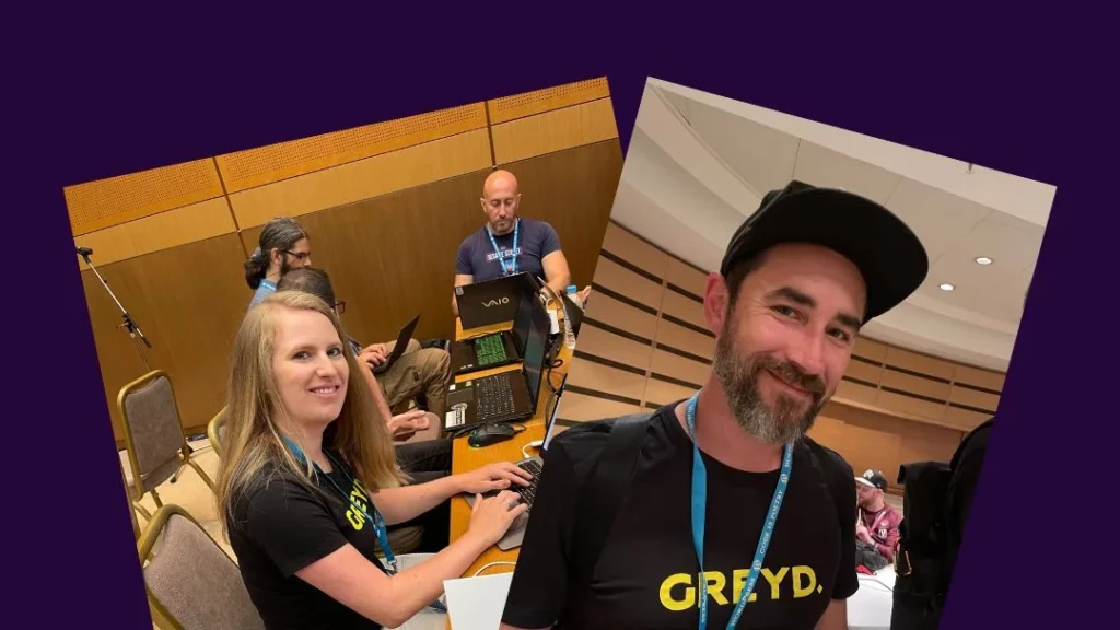 Photo collage of Sandra & Thomas contributing at a WordCamp