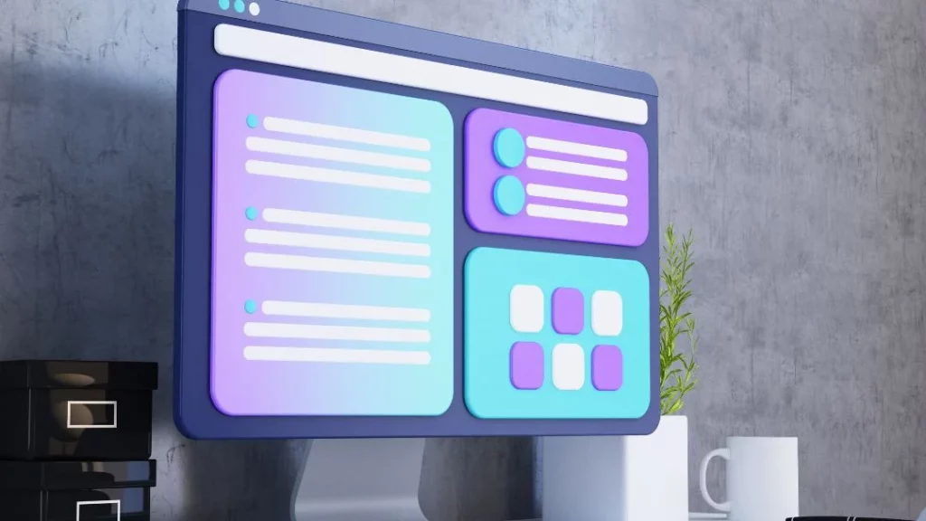 Abstract graphic of a screen showing a website