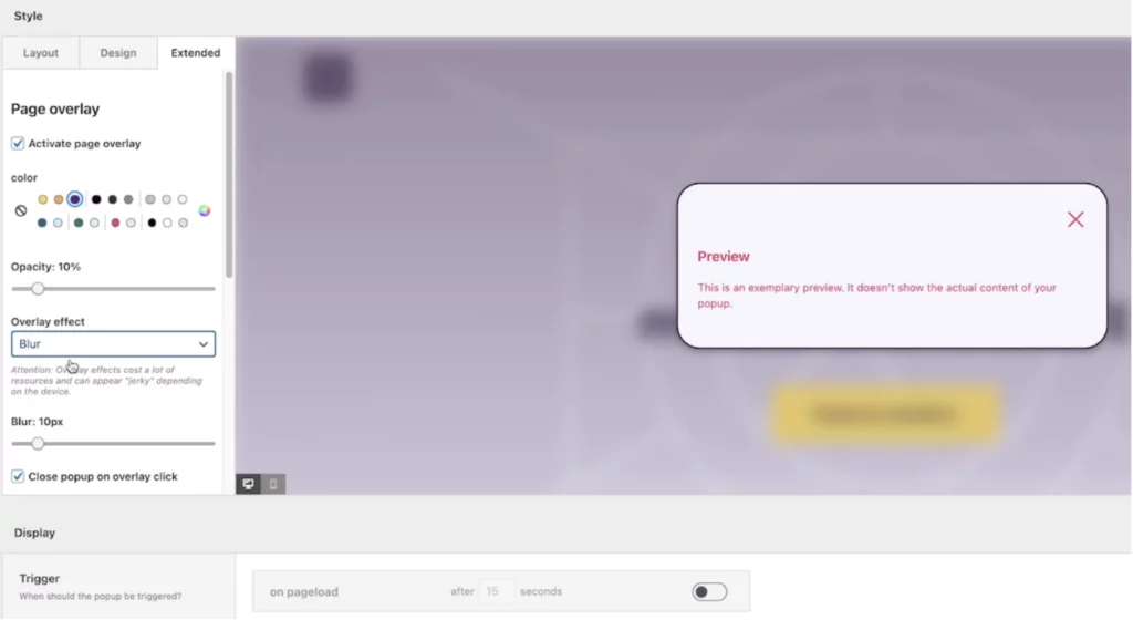 Example of what an GREYD.Popups builder looks like