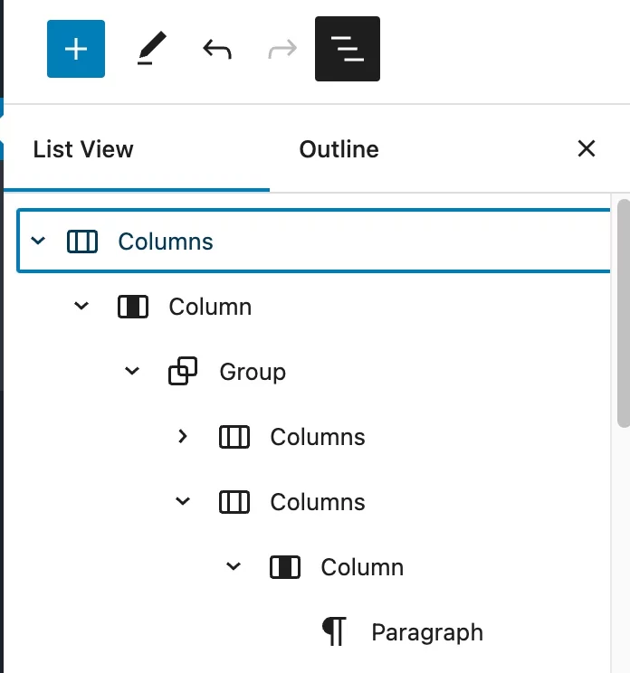 WordPress list view