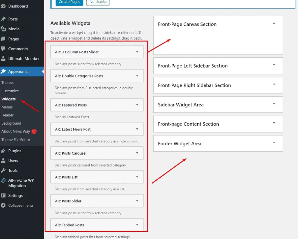 This is what editing with widgets looks like