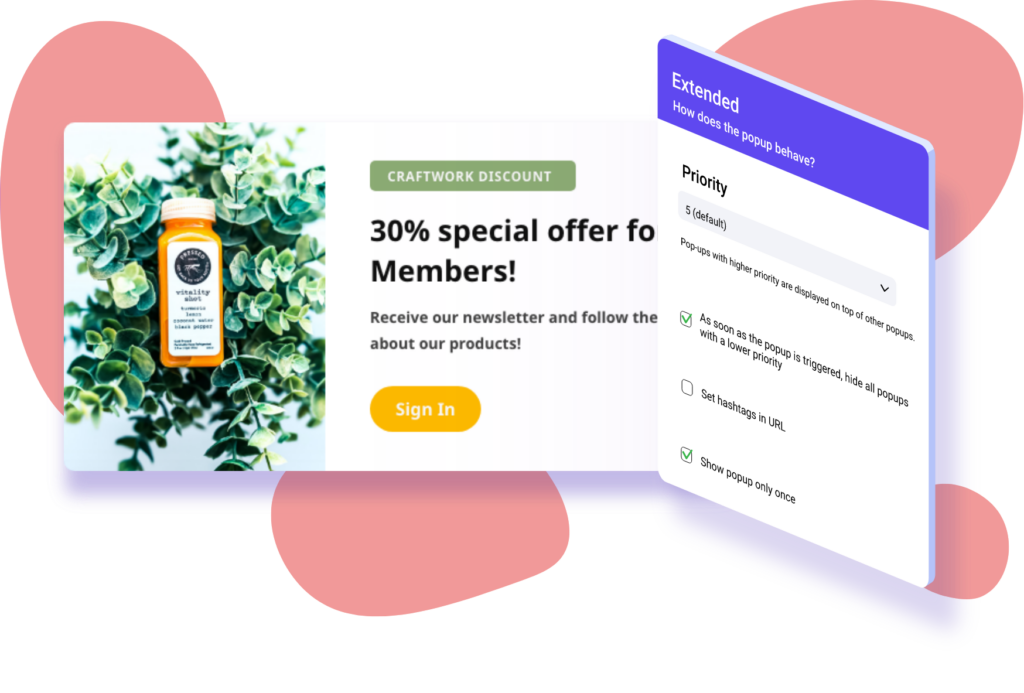 Popup next to an admin panel