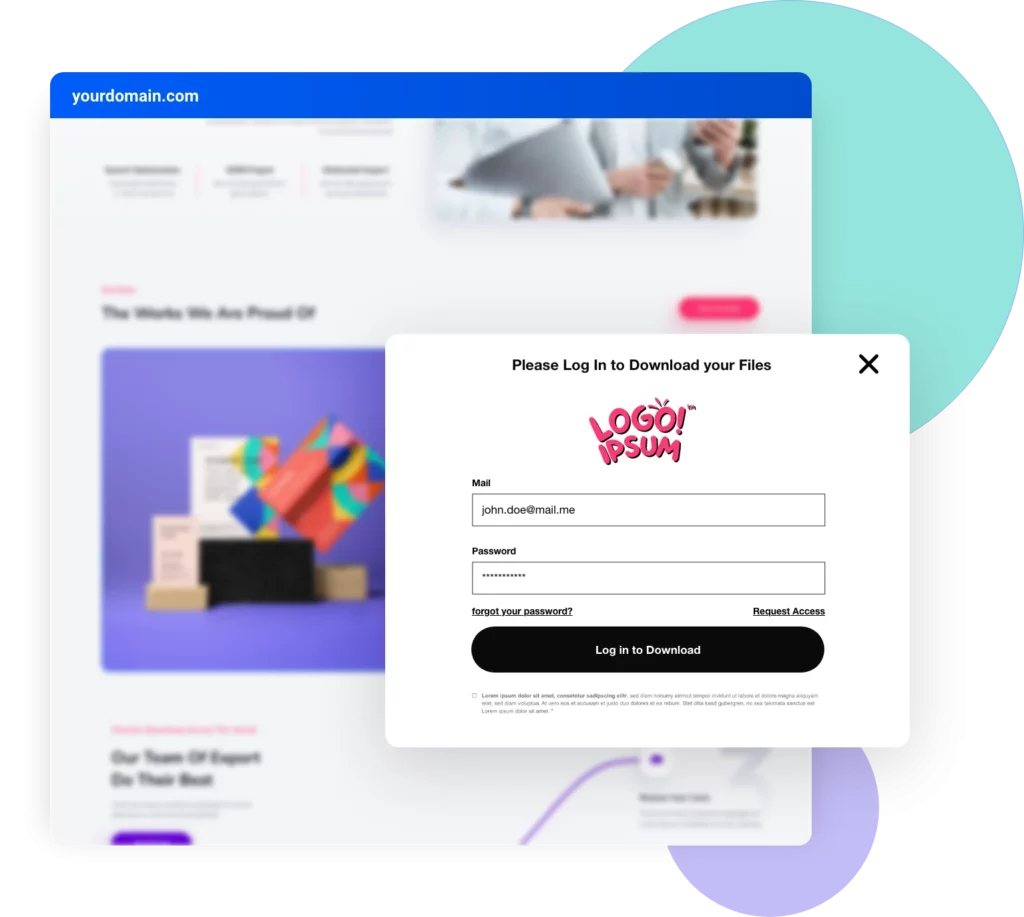 Website placed behind a login form